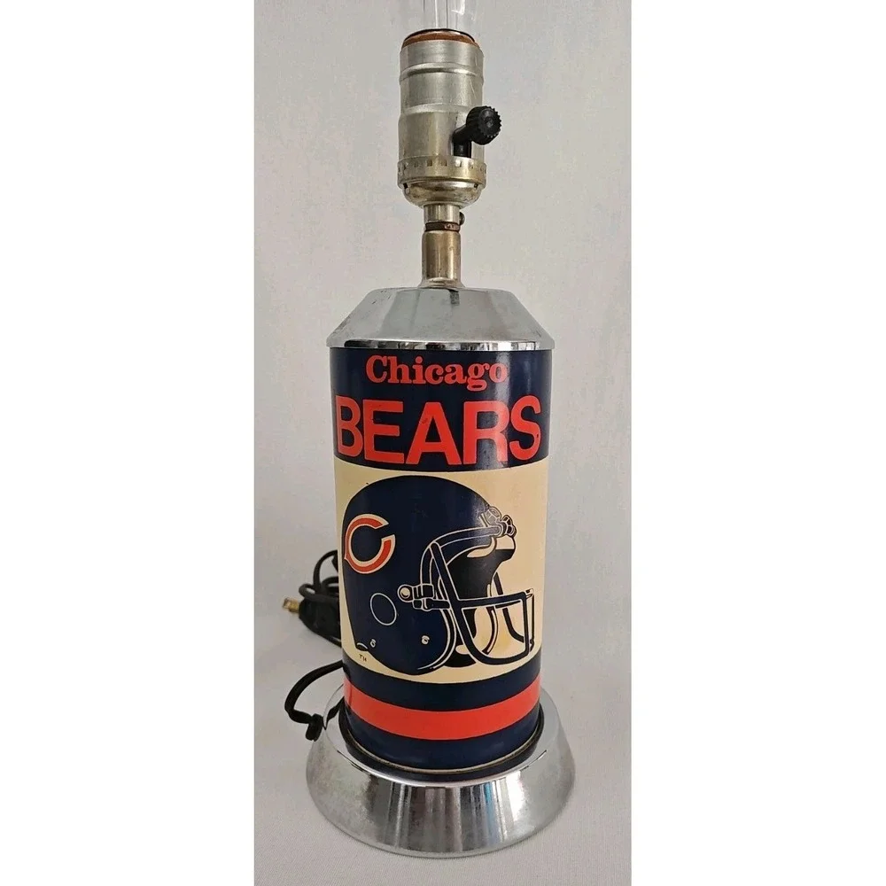 Vintage Chicago Bears Table Lamp 1991 Helmet Logo NFL FOOTBALL No Shade Rare